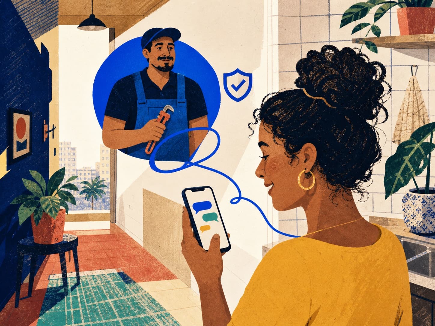 Cliente conversa com o profissional pelo chat do Workfly